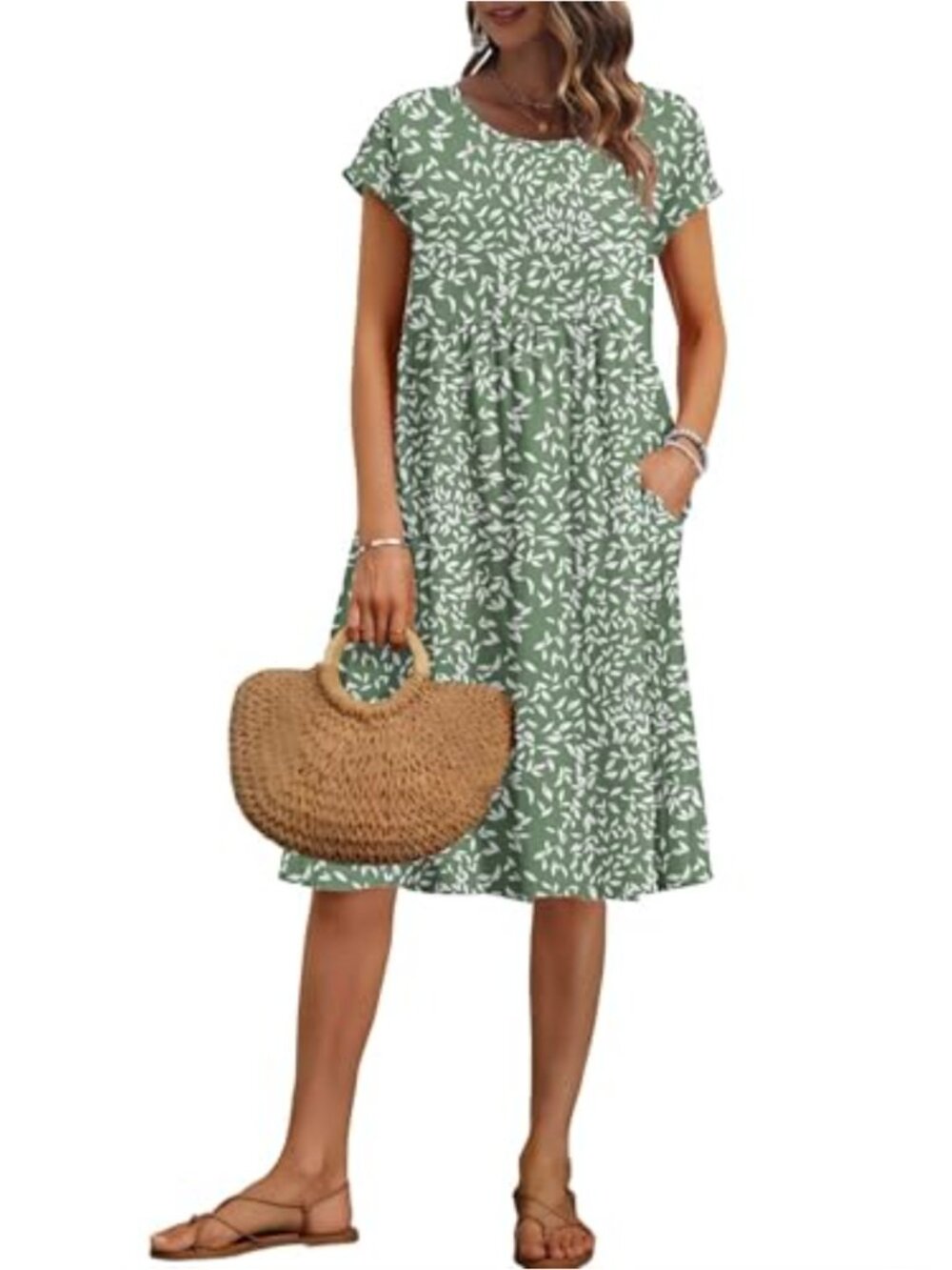 Summer Sun Dress with Pockets Loose Fit Short Sleeve